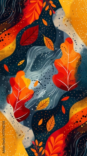 Leaves Painting on Black Background