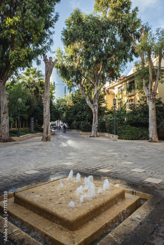 Fountain in front of Suzanne Dellal Center for Dance and Theater in Neve Tzedek neighborhood in Tel Aviv, Israel photo