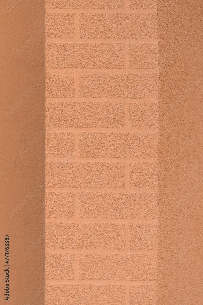 Fototapeta premium Brown Column Pillar Abstract Brick Pattern Element Detail Object Architecture Exterior Masonry Facade