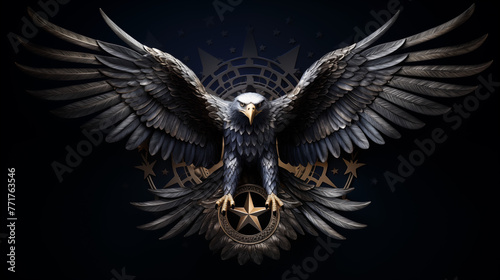 Amidst a sea of stars, the eagle's silhouette is a striking emblem of patriotism and national pride.