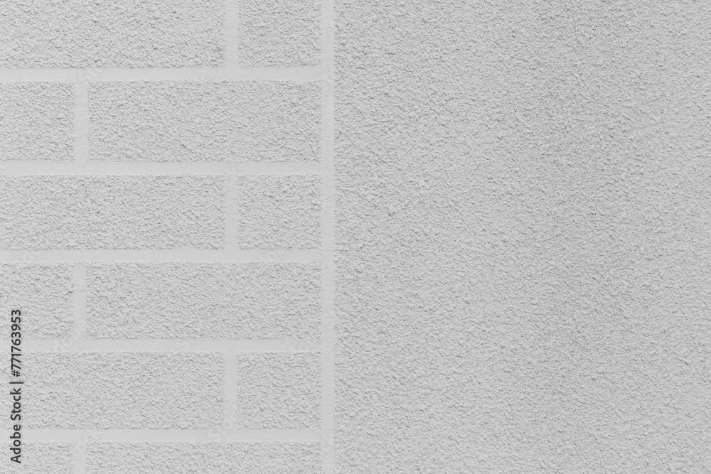 Fototapeta premium Grey rough wall brick abstract pattern white plaster texture background design facade exterior