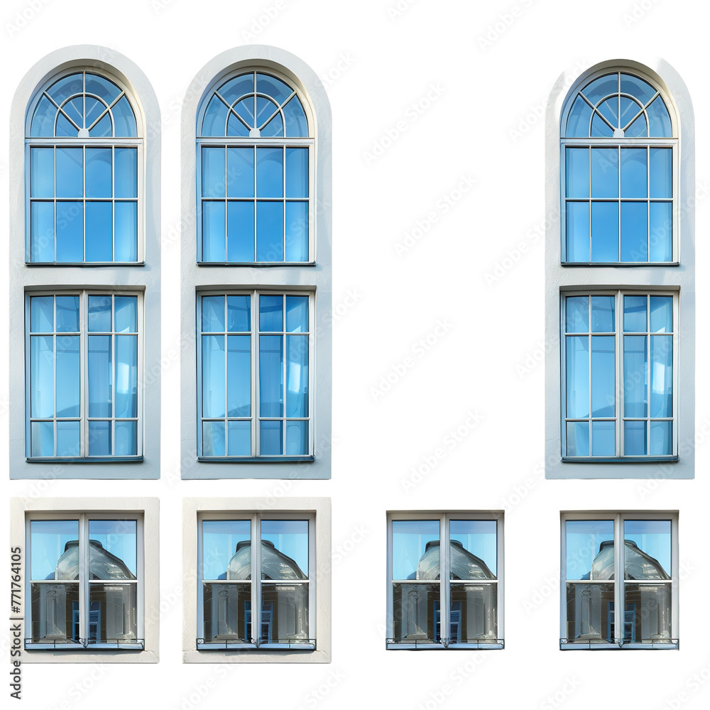 Obraz premium Real modern windows set on transparent or white background