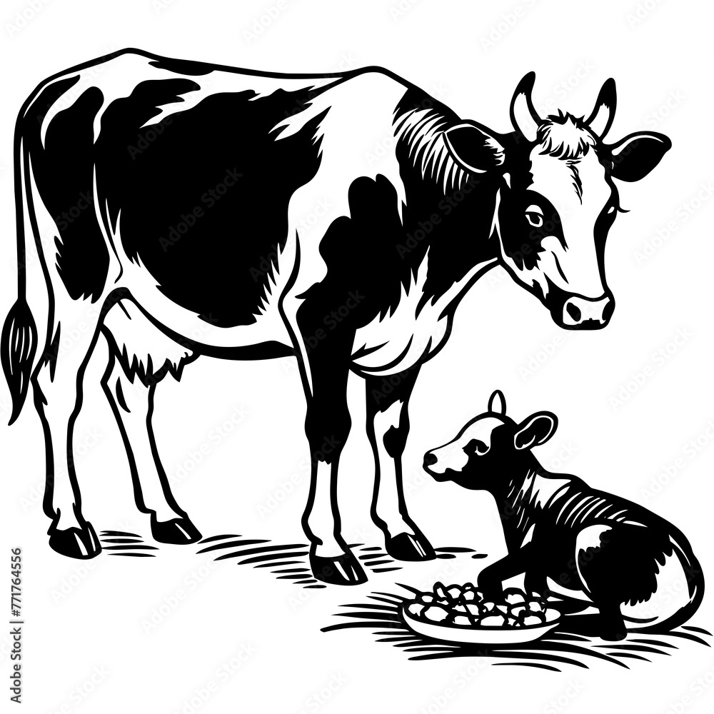 Cow silhouette vector art illustration
