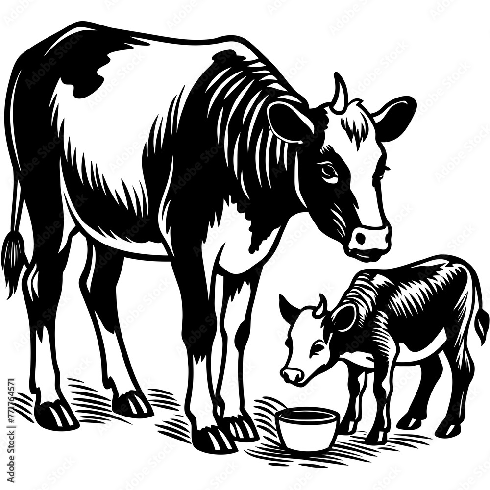 Cow silhouette vector art illustration