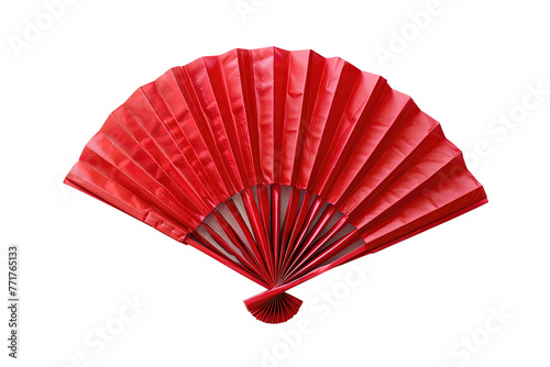 Red Chinese paper folding fanon on transparent or white background
