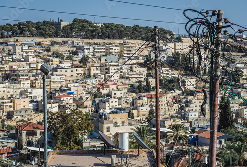 Buildings in Silwan district inhabited mainly by Palestinians in Jerusalem, Israel photo