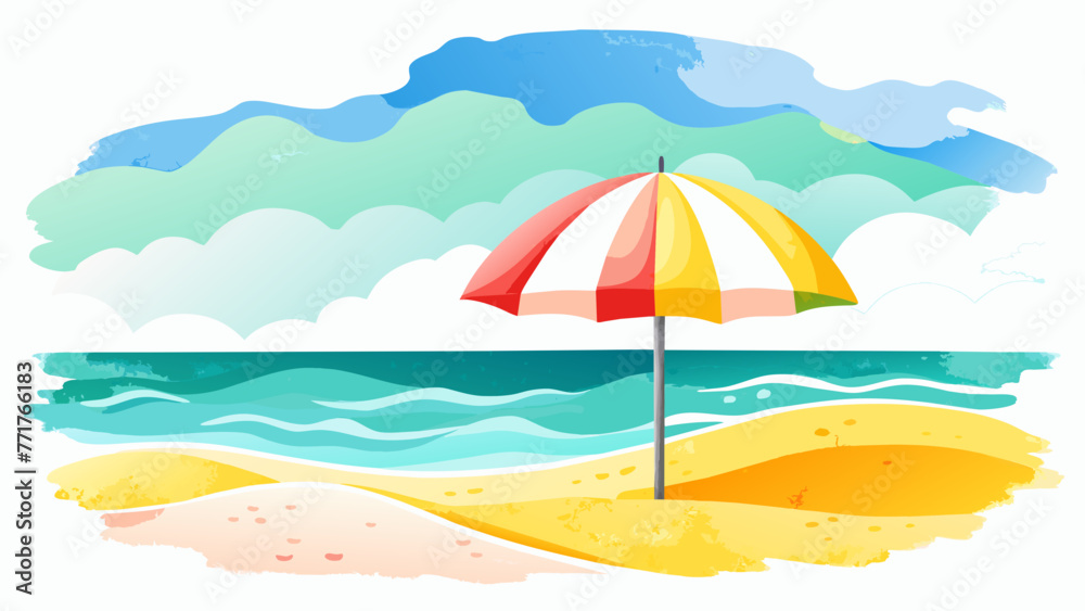 Umbrella in Beach Vector Illustration - Perfect for Summer Designs
