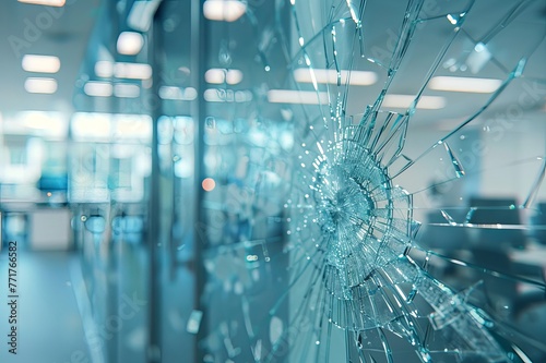  CloseUp Image Of Broken Glass In The Office