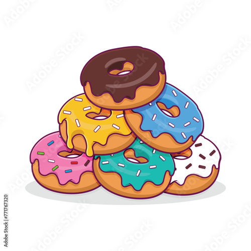 Stack of donuts with colorful icing, donuts vector illustration © xphar