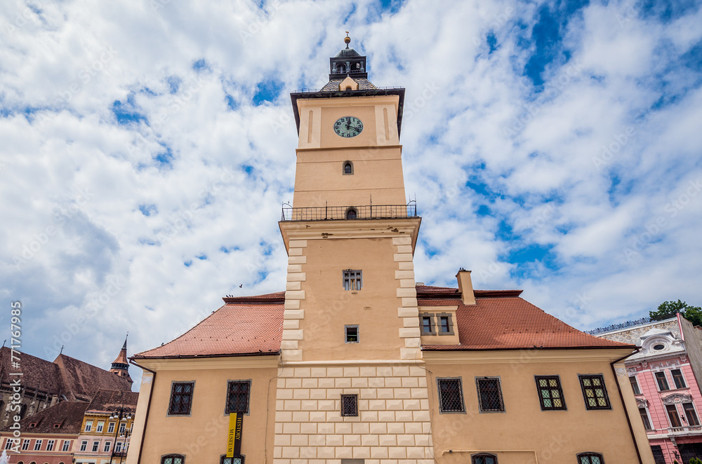 Fototapeta premium Facade of CCasa Sfatului - Council House, former town hall in Brasov city, Romania