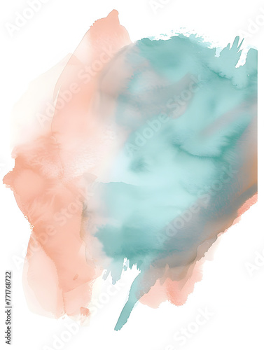Gentle brush strokes in soft pastel tones of salmon pink and mint green creating a soothing abstract piece
