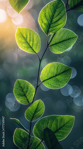 Close-Up of Green Leaf on Branch