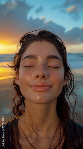 Smiling Woman With Curly Hair in Tank Top