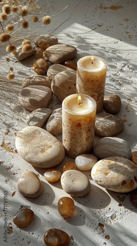 Candle Burning on Table