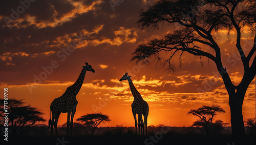 giraffe in the sunset  giraffe at sunrise  giraffe at sunset