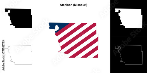 Atchison County (Missouri) outline map set photo