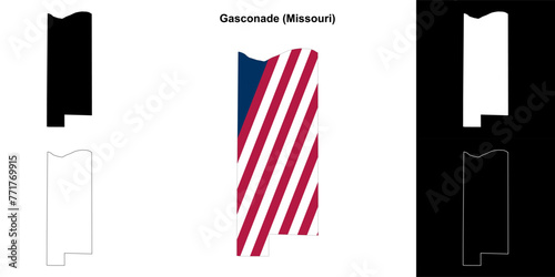 Gasconade County (Missouri) outline map set photo