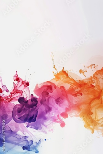 Elegant swirls of colorful smoke on white background