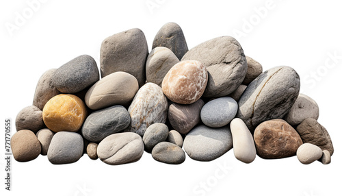 Pile of pebbles isolated in no background with clipping path