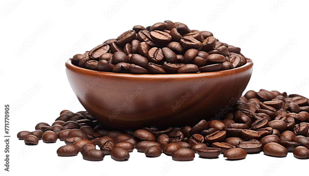 Coffee beans in bowl isolated in no background. Clipping path