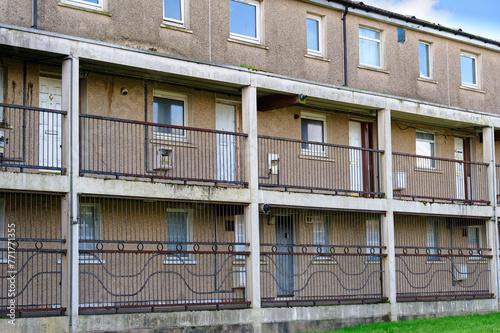 Council flats in poor housing estate in Glasgow photo