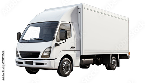 White commercial delivery truck isolated in no background without shadow. 3d rendering