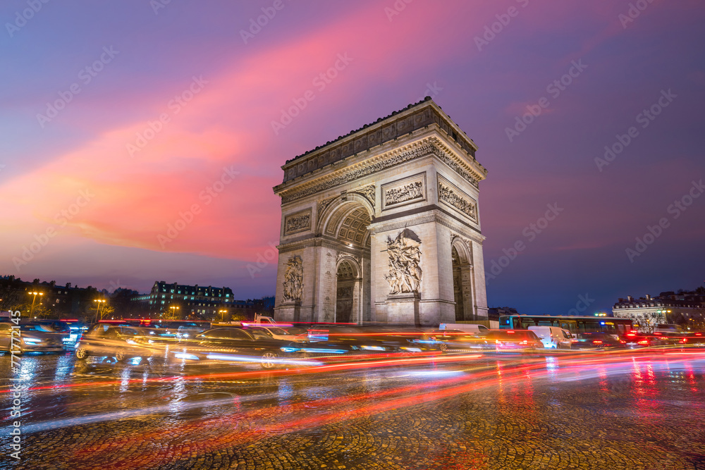 Arc de Triumph in Paris, France - obrazy, fototapety, plakaty 