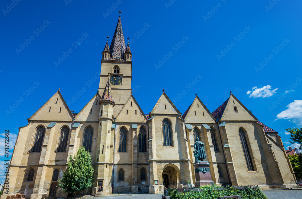 Lutheran Cathedral of St Mary in Old Town of Sibiu city, Romania