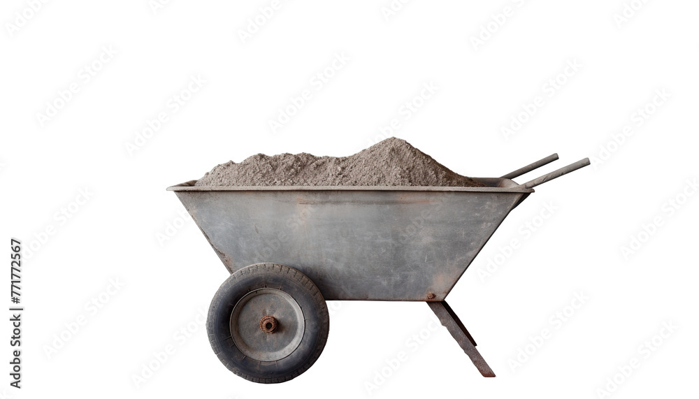 Wheelbarrow full of sand, isolated in no background with clipping path Wheelbarrow full of sand, isolated in no background with clipping path