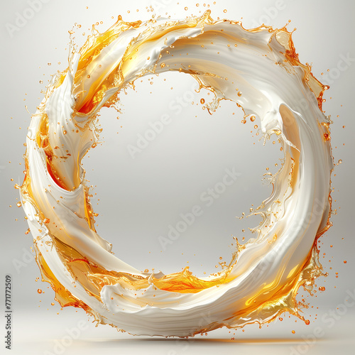White and gold color circle splash photo