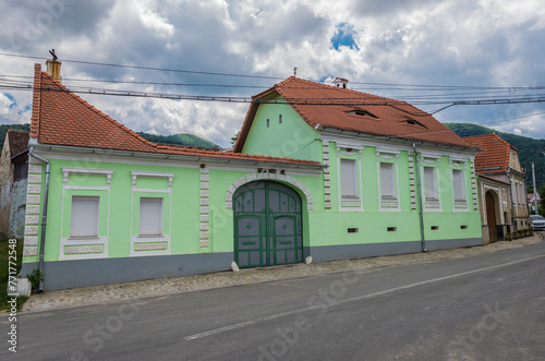 Traditional Transylvanian Saxons houses in Sibiel village, Sibiu County, Romania