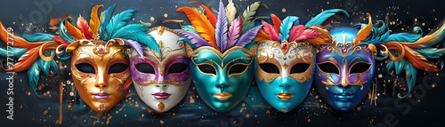 Venetian masks on black background © images and videos