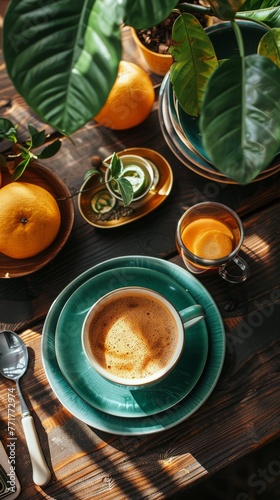 A Cup of Coffee on Wooden Table