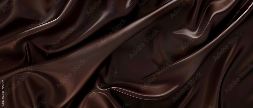 Luxurious smooth satin fabric with glossy chocolate brown color, creating a rich and elegant texture perfect for background or design