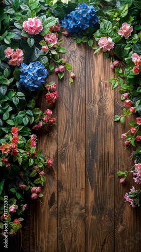 Pink Flowers on Wooden Surface