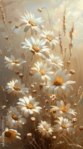 White and Orange Flowers on White Background