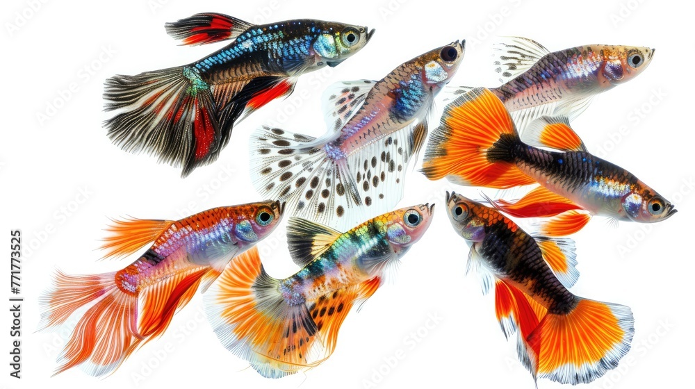 Fototapeta premium Photo realistic small little animal betta set collection. Isolated on white background Generative AI