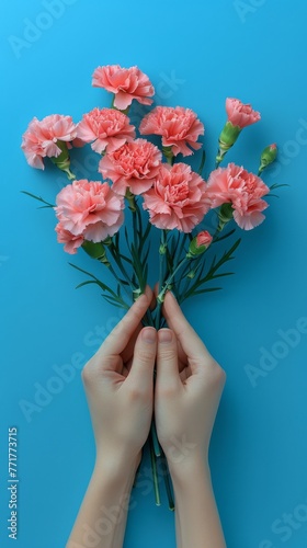 Person Holding Bunch of Pink Flowers