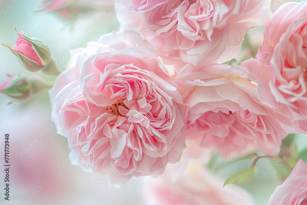 Delicate Pink David Austin English Rose Flowers in Full Bloom - Romantic Floral Photography