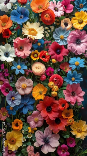 Interwoven Pink and Blue Flowers © olegganko