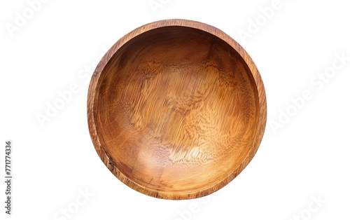 Top view empty wooden bowl on transparent or white background