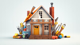 Different tools for home renovation, Collection of construction tools, home renovation conecpt 