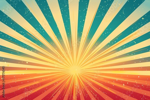 Retro sunburst ray in vintage style. Abstract comic book background. Vector illustration