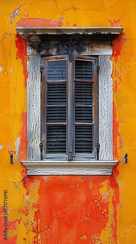 Building With Blue Shutters and Flowered Windows