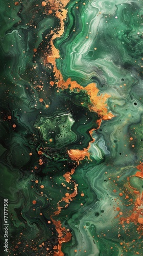 Close Up of Green and Orange Marble