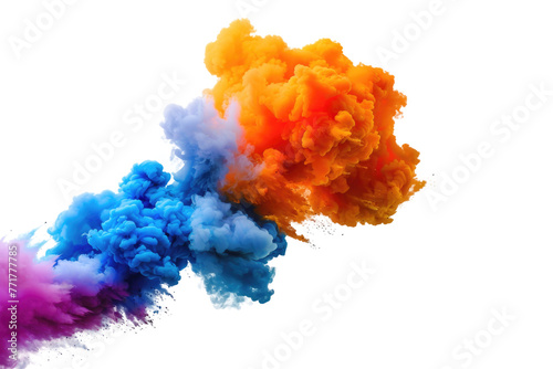 Colorful smoke from the side isolated on transparent background.
