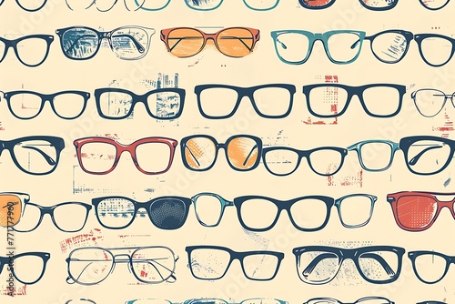 Seamless pattern with eyeglasses. Vector illustration.