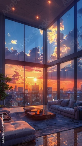 Living Room With Furniture and Large Window