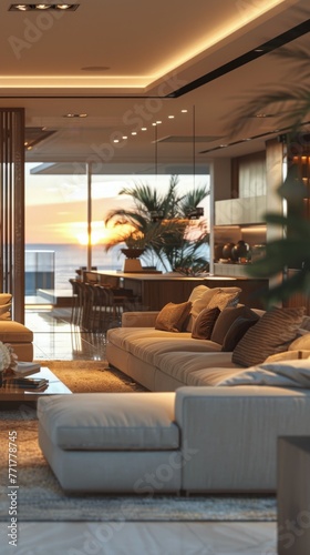 Living Room With Furniture and Large Window