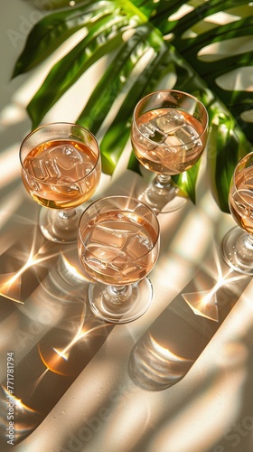 Table With Glasses Filled With Liquid